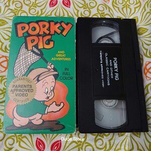 Vintage Porky Pig - 4 Cartoon Adventures *Parent Approved - 1986 VHS *Slip Case*